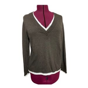 Caribbean Joe Let Go Greige & White Sweater